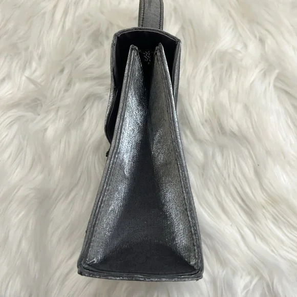 Vintage 90s Y2K 2000s Sasha Silver Grey Beaded Top Handle Mini Bag / Purse - Picture 6 of 13